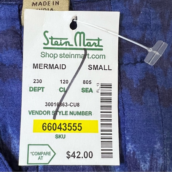 Vintage America Women’s Button Up Blue Tunic With Ink Blot Pattern Small… - Picture 14 of 15